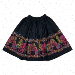 Pinup Couture Jazz Instruments Music Notes Black Yellow Pink Circle Skirt Size S